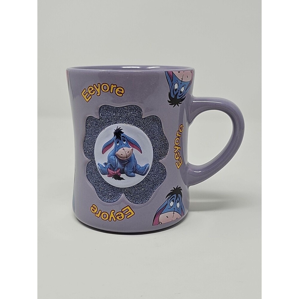 Disney EEYORE Coffee Mug Theme Parks Official Glitter Purple 3D Shaped Mug/Cup